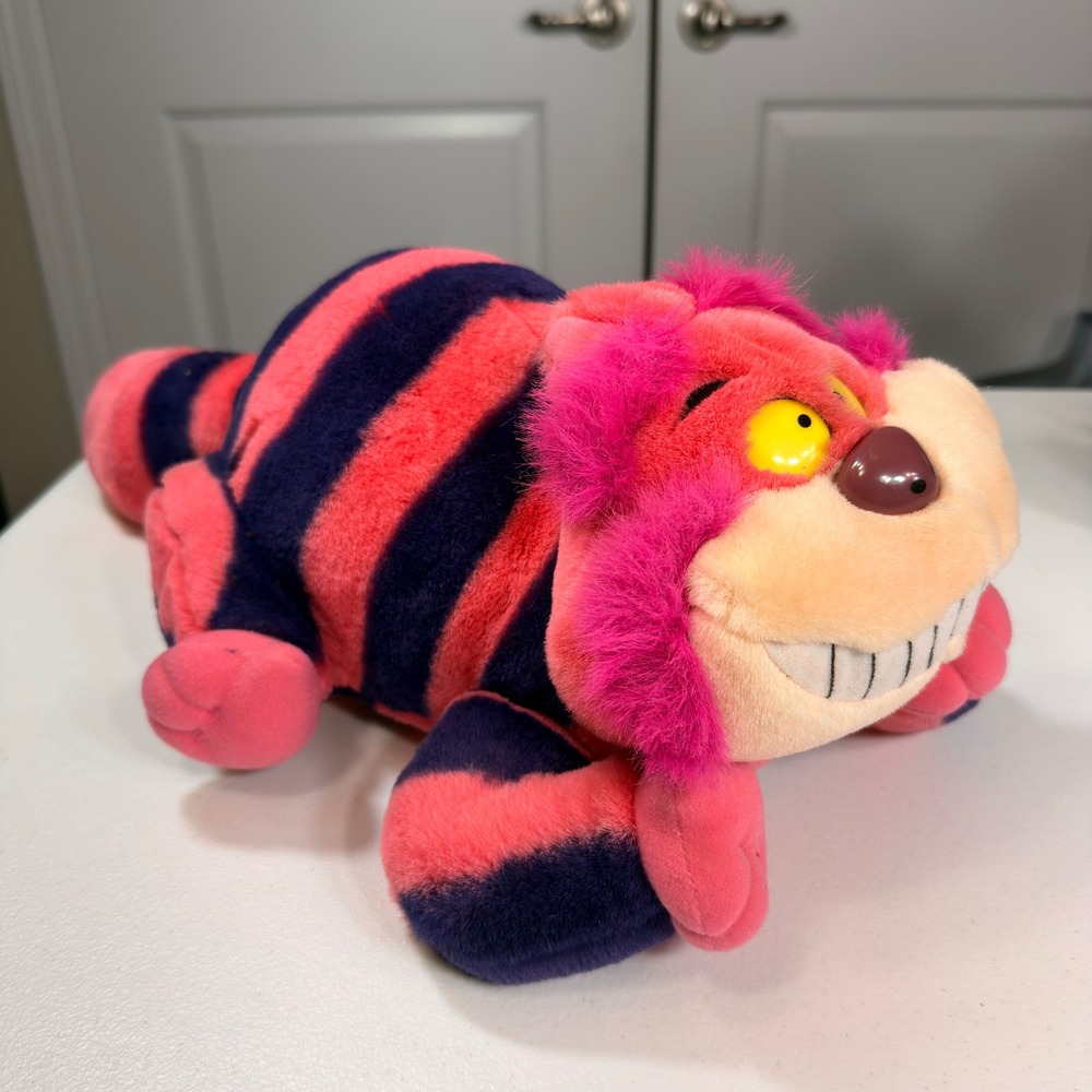 Disney Parks Cheshire Cat Plush Alice in Wonderland Striped Stuffed Animal 18"